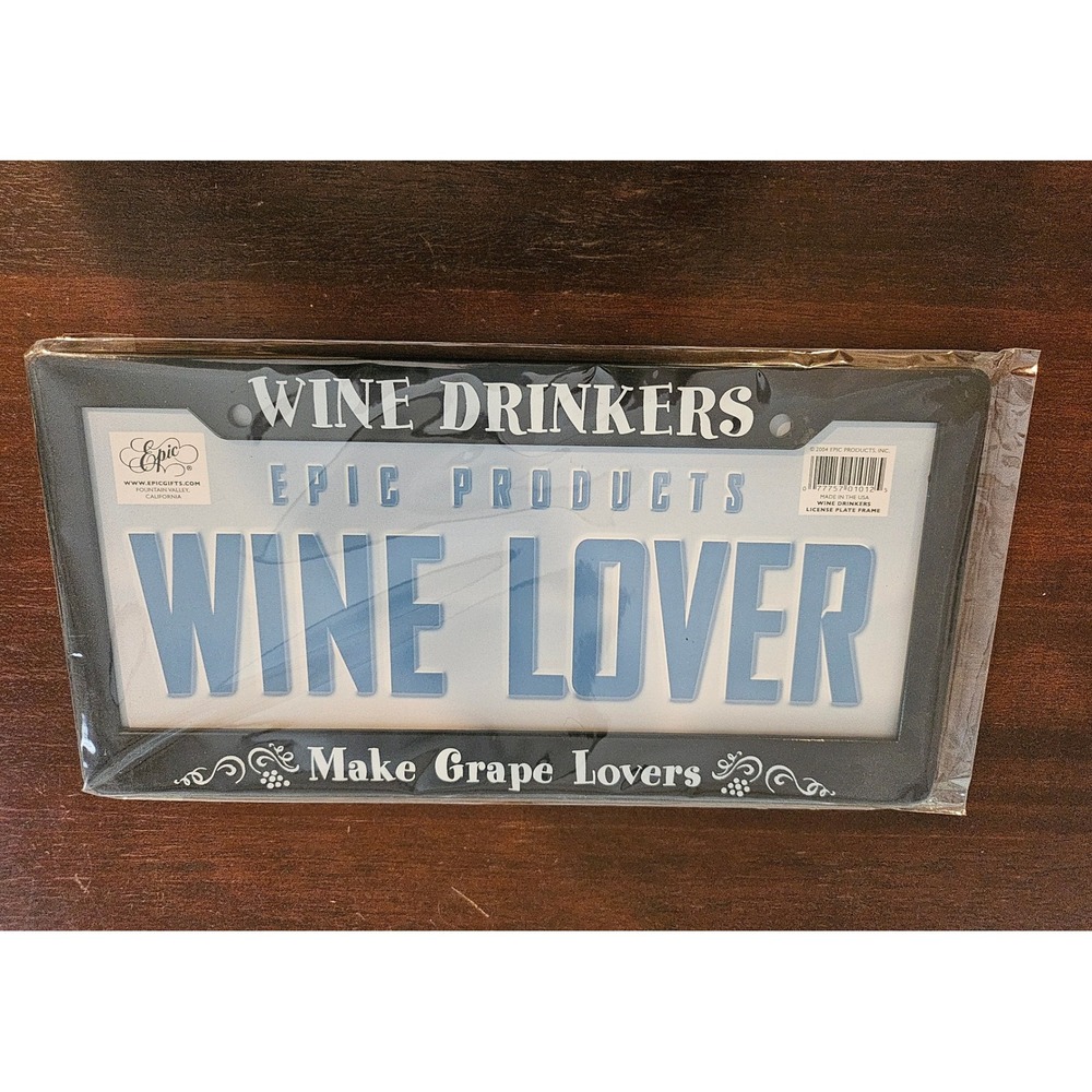 License Plate Frame Black Wine Drinkers Make Grape Lovers